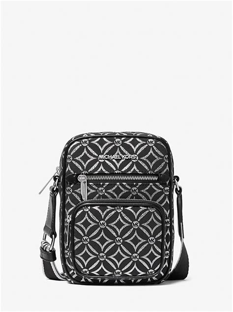 Jet Set Medium Metallic Logo Jacquard Crossbody Bag 